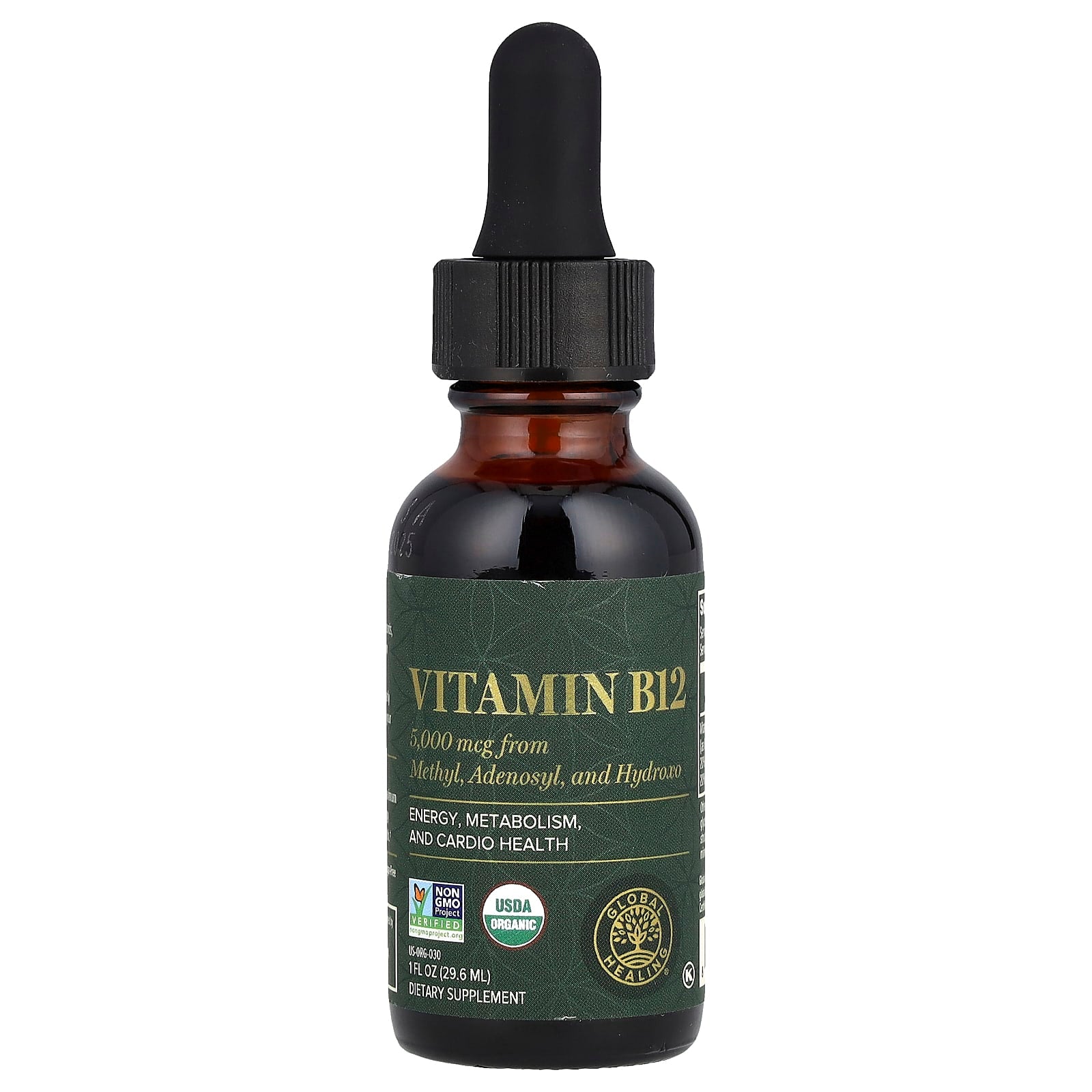 Global Healing, Vitamin B12, 5,000 mcg, 1 fl oz (29.6 ml) UPC 811839030591 | HiLife Vitamins